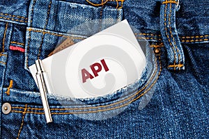 API & x28;application program interface& x29;. The concept of technology and development. Phrase, words, text API a hint