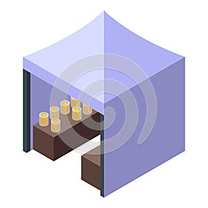 Apiarist tent market icon isometric vector. Food apiary