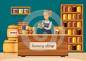 Apiary Beekeeper Honey Shop Cartoon