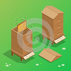 Apiary honey bee house apiary vector illustrations. photo