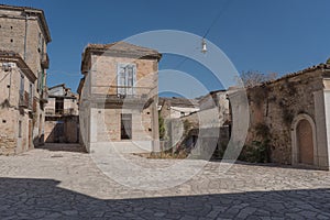 Apice Vecchio, a small ghost town in the province of Benevento. Wretched houses, collapsed buildings, closed and empty squares.