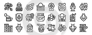 Apiculture business icons set outline vector. Bee insect