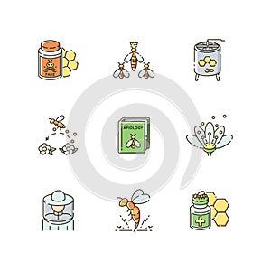 Apiculture RGB color icons set