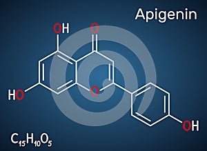 Apigenin, C15H10O5, flavone, aglycone molecule. It is plant-derived flavonoid, exhibits antiproliferative, anti-inflammatory,