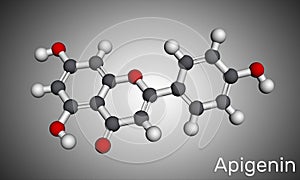 Apigenin, C15H10O5, flavone, aglycone molecule. It is plant-derived flavonoid, exhibits antiproliferative, anti-inflammatory,