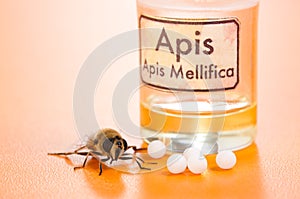 Apis Mellifica homeopathic pills, poison and bee