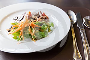 Apitizer mushroom salad mixed with pork