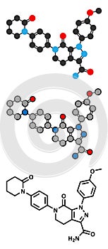 Apixaban anticoagulant drug molecule direct FXa inhibitor. photo