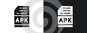 APK File Format Icon linear graphics set vector in black