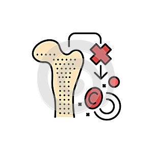 Aplastic Anemia color line icon. Human diseases.