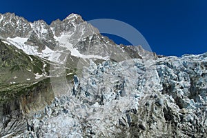 Apline glacier blue ice fall