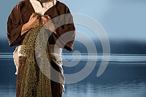 Aplostle Fisherman Holding Nets