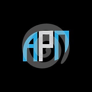 APN letter logo design on black background.APN creative initials letter logo concept.APN letter design