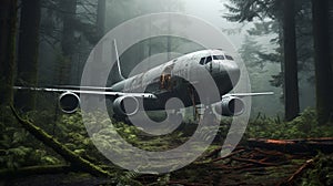 Apocalyptic Art: Ultra Realistic 8k Cargopunk Airplane In Forest