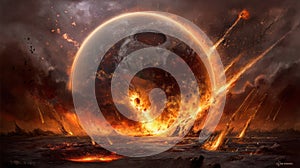 Apocalyptic Asteroid Impact with Fire and Destruction