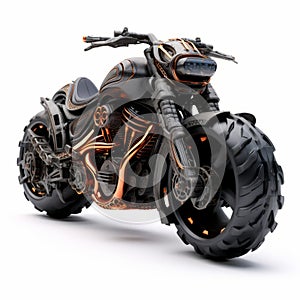 Apokalyptický gotický motocykl v  trojrozměrný obraz vytvořený pomocí počítačového modelu 