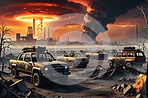 Apocalyptic Landscape: Aftermath of a Global Nuclear War - Charred Remains of Once-Bustling Cities