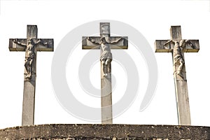 Jesus, Gestas and Dismas on the crosses photo