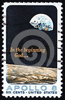 Apollo 8 USA 5c postage stamp