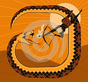 apollo aiming his bow at the serpent python in delphi