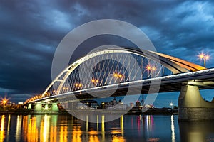 Apollo bridge in the evening in Bratislava