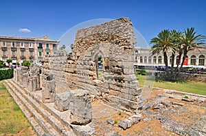 Apollo`s Temple in Siracusa Sicily Italy