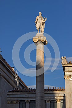 Apollo statue in front of Academy of Athens, Greece