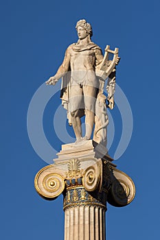 Apollo statue in front of Academy of Athens, Greece