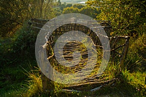 APOLLONIA, ALBANIA: Beautiful fence made of tree branches.