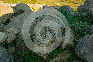 APOLLONIA, ALBANIA: View of the Ancient City of Apollonia and the ancient ruins and stones.