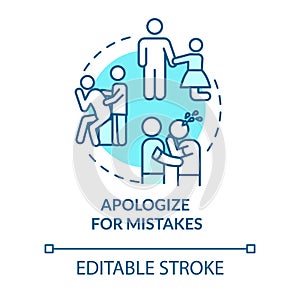 Apologize for mistakes concept icon. Friendship relationship advice. Best friends conflict resolution idea thin line