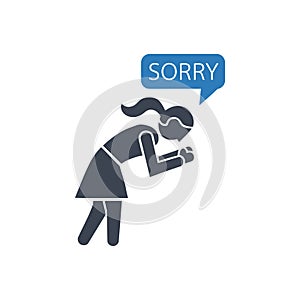 Apologizing Woman icon on white background