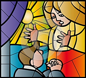 Apology stained glass