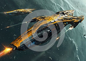 Apophis\' Warfleet: A Thrilling Space Battle of Silver and Yellow