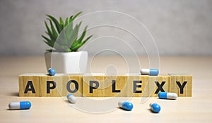 APOPLEXY word made with building blocks. medical concept. photo