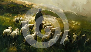Apostle herded sheeps. AI generated.