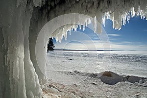 Apostle Islands Ice Caves on frozen Lake Superior