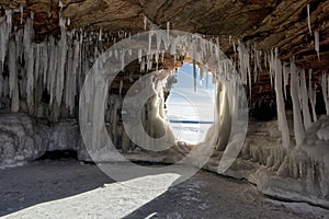 Apostle Islands Ice Caves on frozen Lake Superior, Wisconsin