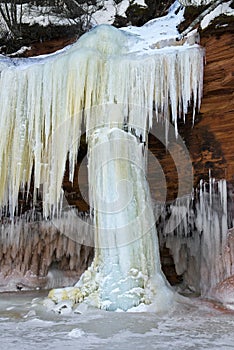 Apostle Islands Ice Caves Frozen Waterfall, Winter