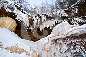 Apostle Islands Ice Caves Frozen Waterfall, Winter