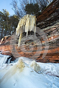 Apostle Islands Ice Caves Frozen Waterfall, Winter