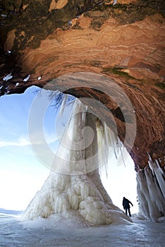 Apostle Islands Ice Caves Frozen Waterfall, Winter