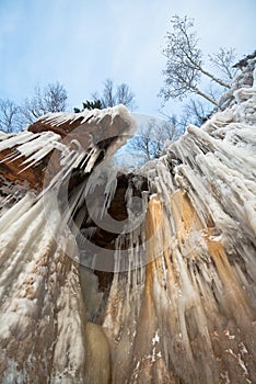 Apostle Islands Ice Caves Frozen Waterfall, Winter photo