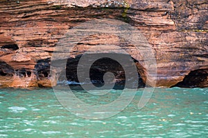 Apostle Islands mainland sea caves along the Bayfield Peninsula along Lake Superior in Wisconsin photo