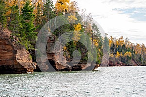 Apostle Islands mainland sea caves along the Bayfield Peninsula along Lake Superior in Wisconsin photo