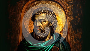 Apostle saint, digital illustration painting artwork, retro style