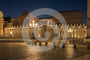 Apostolic Palace and St. Peter`s Square at night, Vatican