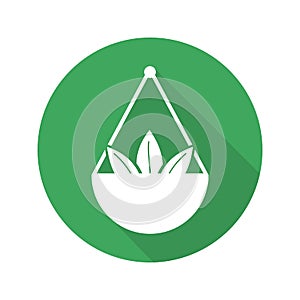 Apothecary herbs in scalepan. Flat design long shadow icon