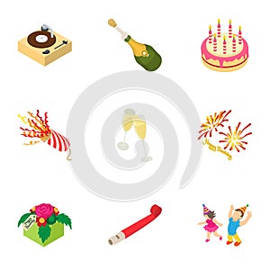 Apotheosis icons set, isometric style photo