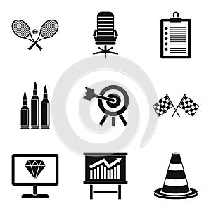 Apotheosis icons set, simple style photo